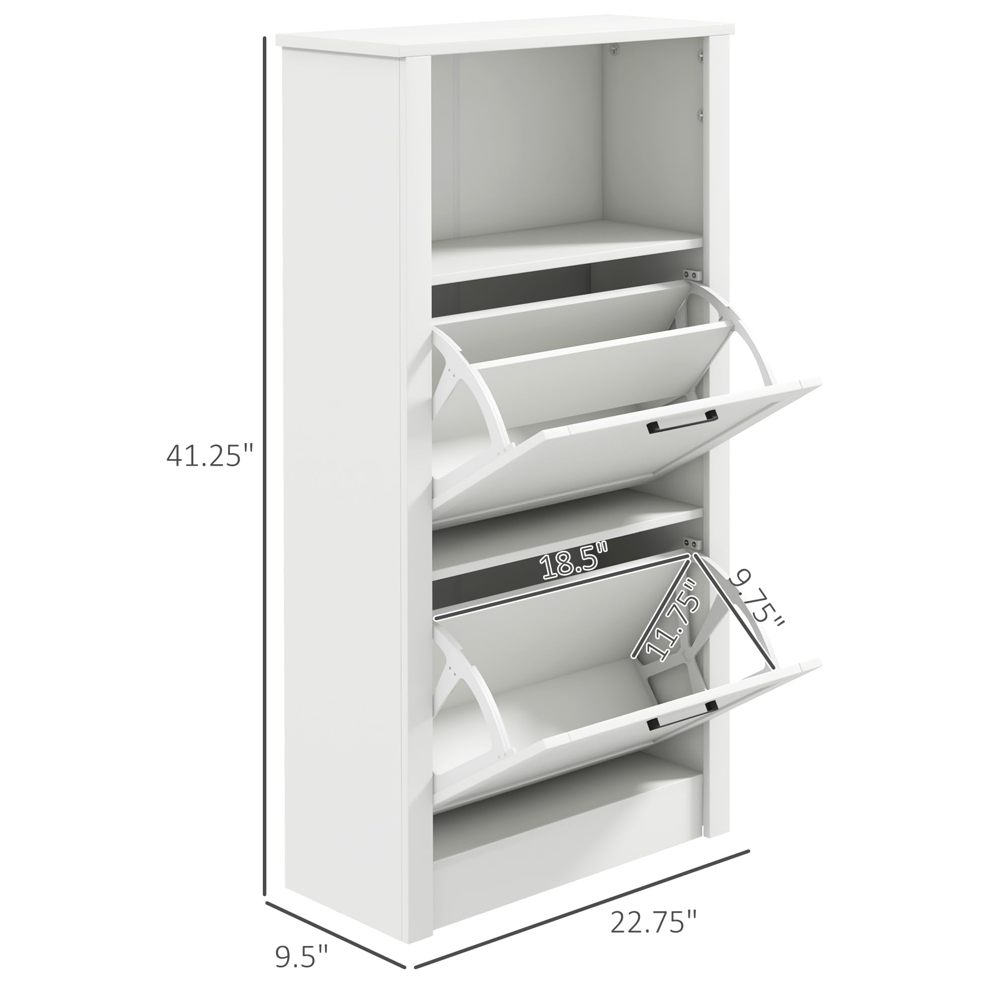 HOMCOM Shoe Cabinet - Freestanding Shoe Storage Organizer with 2 Flip Drawers, Adjustable Shelves & Open Compartment | Entryway, Hallway, Closet Storage | Holds 10 Pairs of Shoes | Perfect for Small Spaces & Home Organization