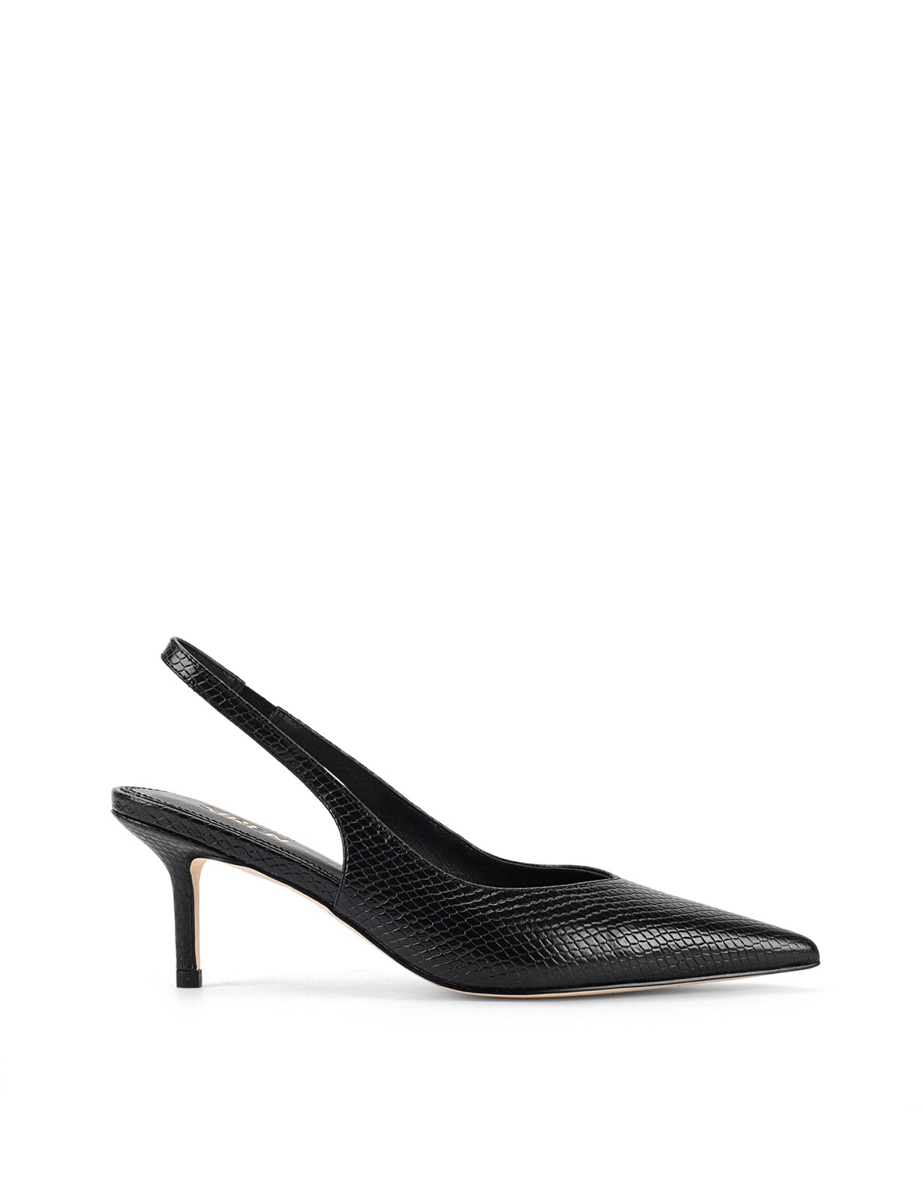 Yory Slingback Kitten Heels - Black Snake Leather Women's Shoes | Comfortable Low Heel Pumps for Work, Office & Special Occasions