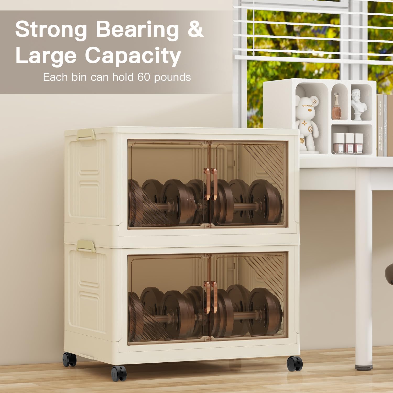 3-Pack 23 Gallon Collapsible Storage Bins with Wheels & Lids - Stackable Home & Office Organizers for Closet, Garage, Laundry Room Storage Solutions