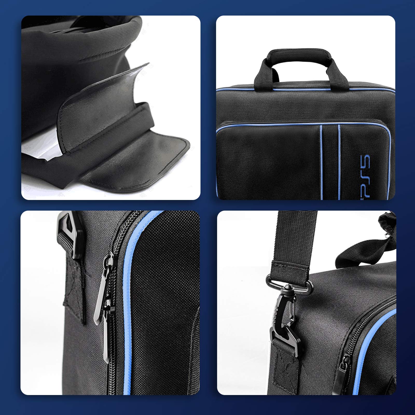 PS5 Carrying Case for Console & Controller - Protective Travel Bag with Storage Pockets for Disc/Digital Edition PS5, Game Cards & HDMI Cables - Perfect for Gaming On-The-Go & Travel Accessories