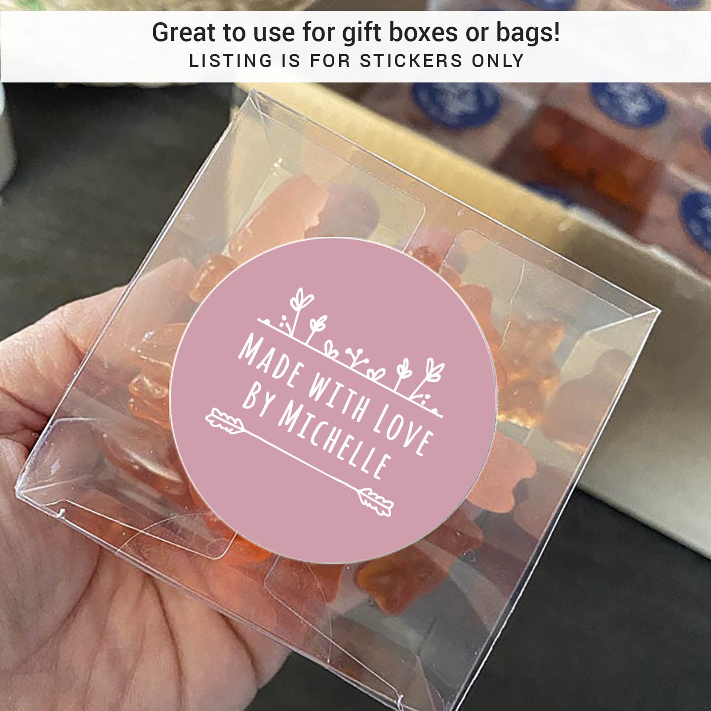 Custom Made with Love Stickers - Personalized Handmade Gift Labels for Weddings, Parties & Favors | Unique DIY Stickers for Gifts, Scrapbooking & Crafts