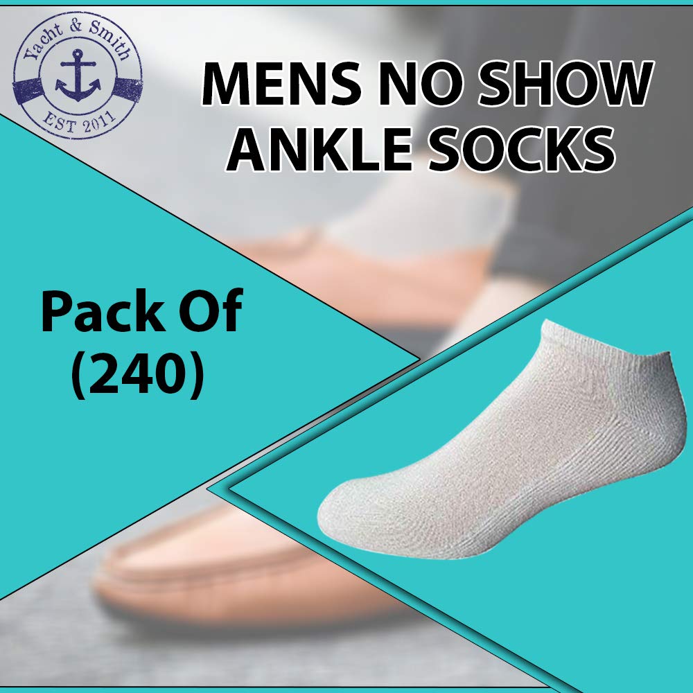 Yacht & Smith Men's No Show Ankle Socks - 12 Pack Bulk Wholesale Cotton Athletic Socks for Big & Tall (Size 13-16) - Perfect for Running, Gym Workouts & Casual Wear