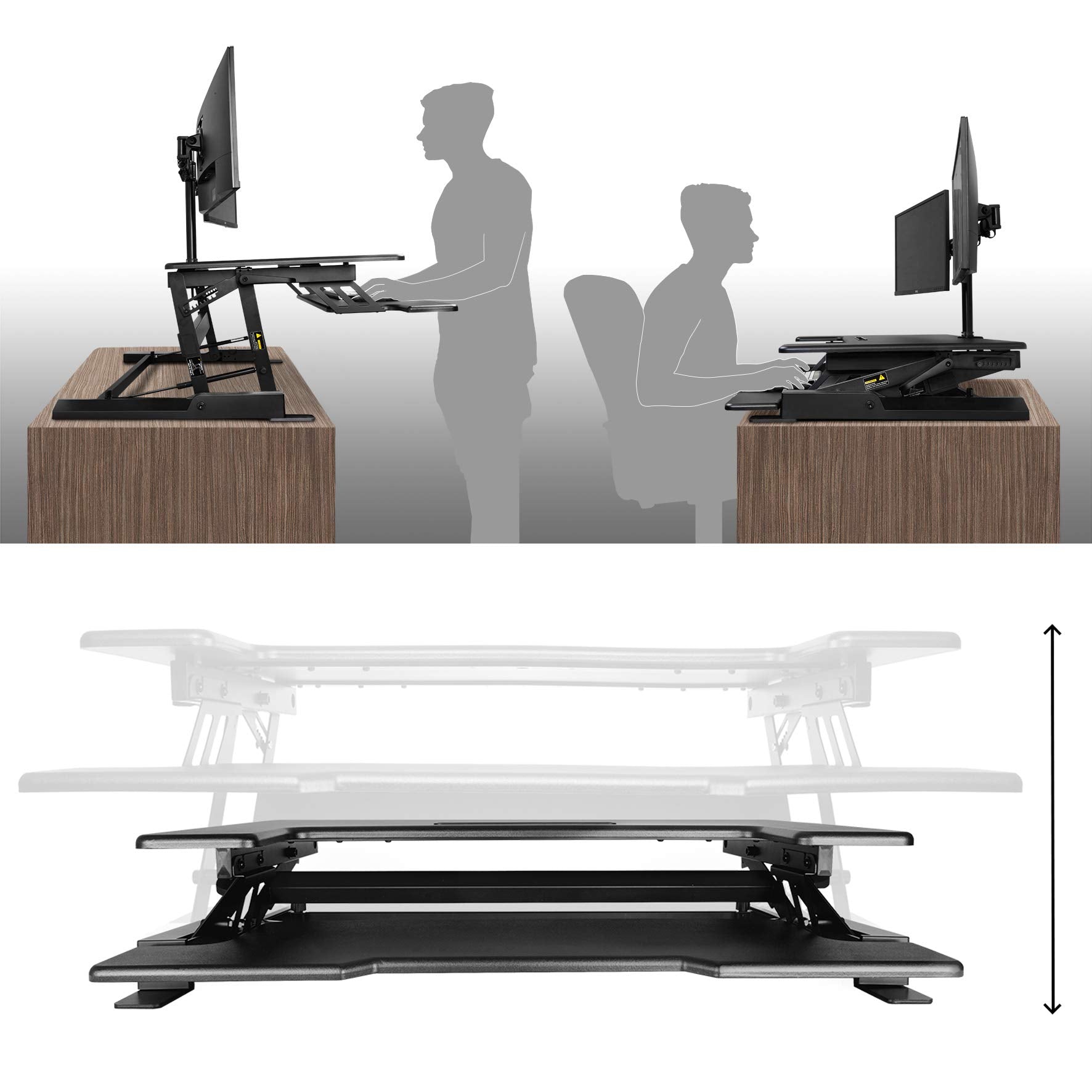 Duronic DM05D1 Height Adjustable Standing Desk Converter [Black] | 36.2
