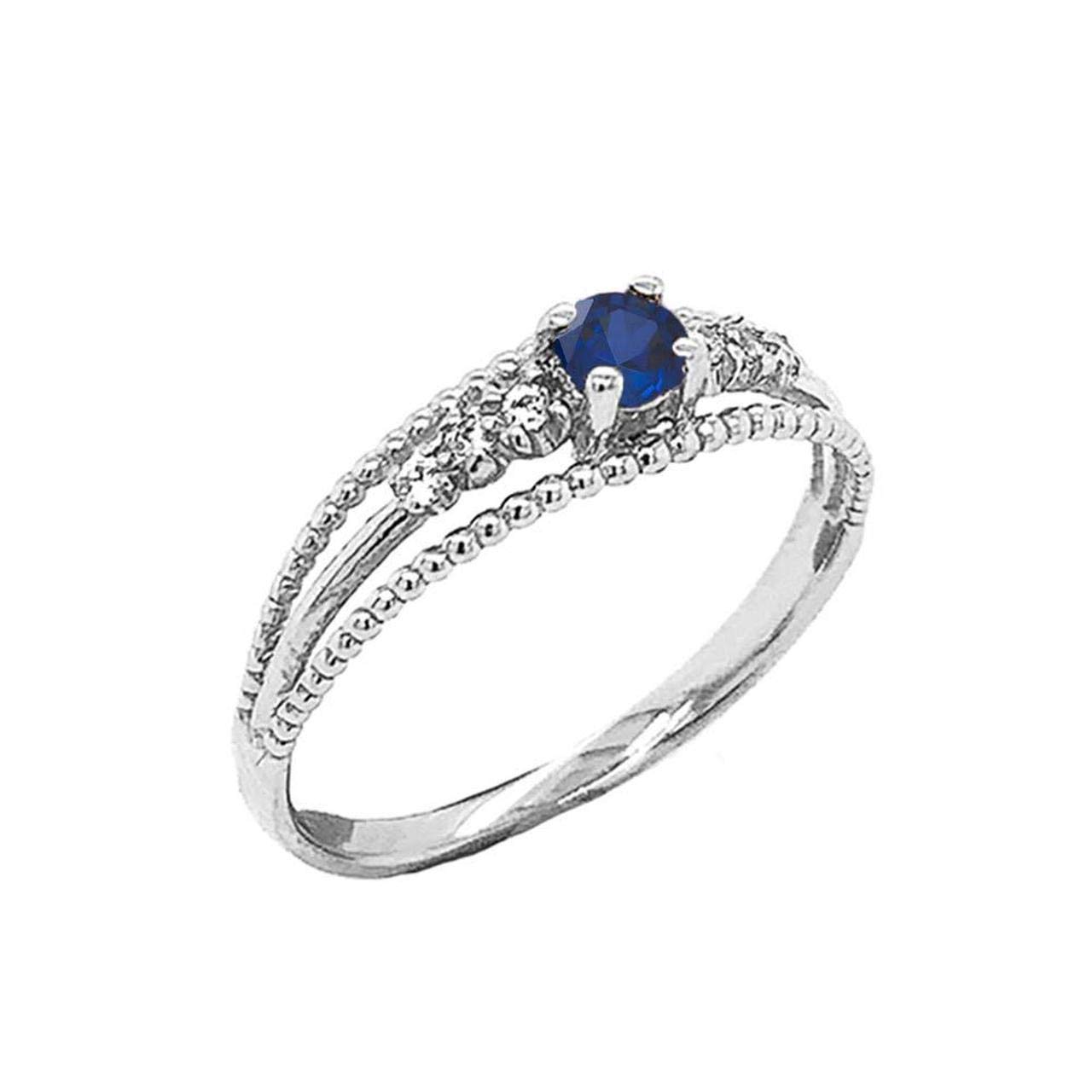 Exquisite Sterling Silver Genuine Sapphire & Diamond Engagement Ring - Modern Double Rope Promise Ring for Women | Perfect for Proposals, Anniversaries & Romantic Occasions