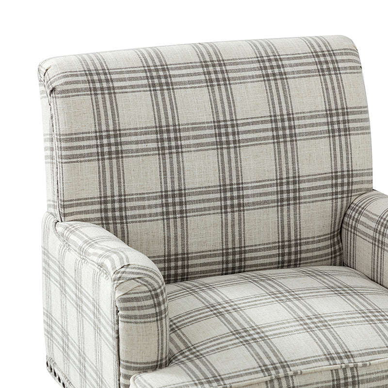 Tamsin Plaid Armchair with Nailhead Trim - Stylish Upholstered Accent Chair for Living Room, Office or Reading Nook - Perfect for Home Decor and Relaxation
