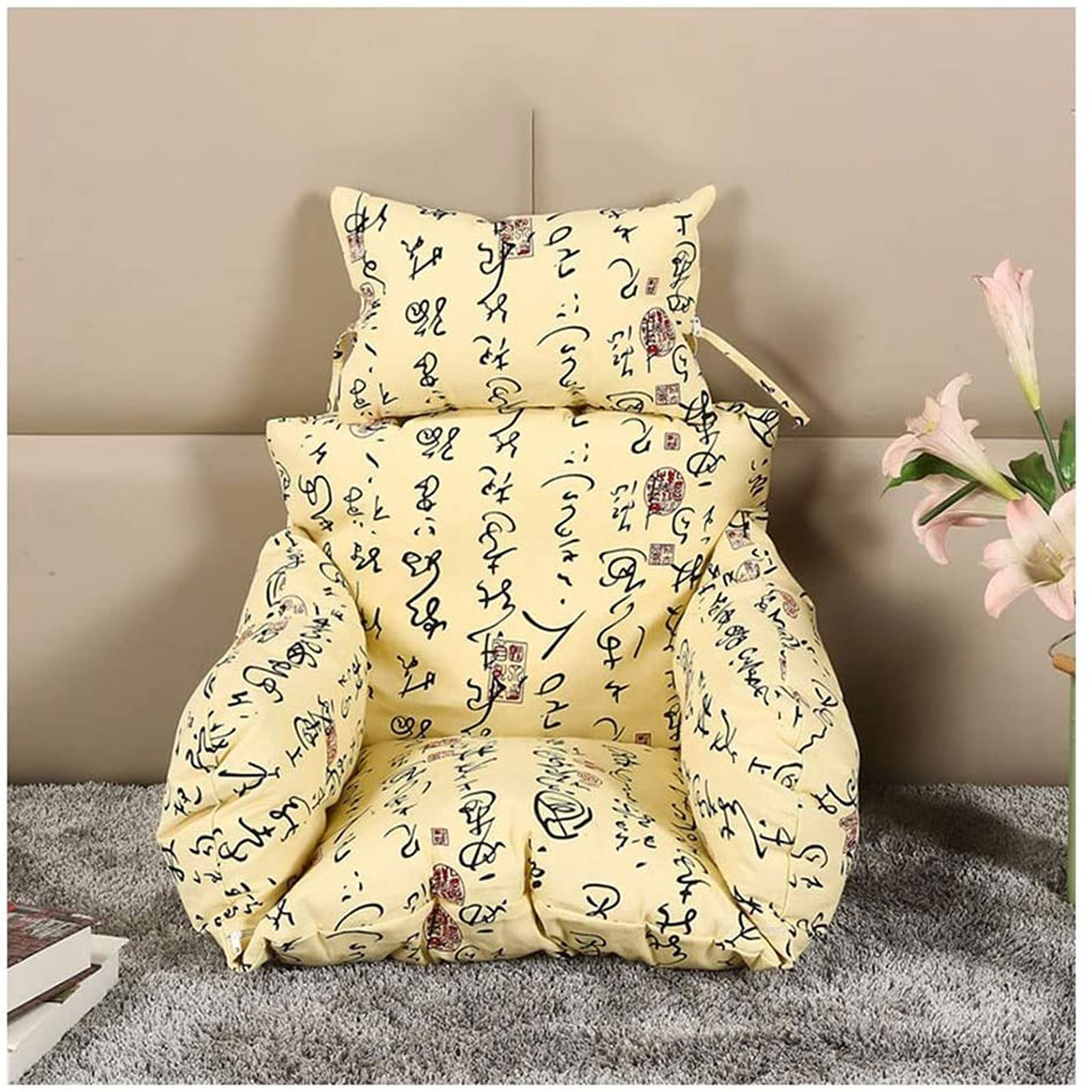 MGEE Garden Hanging Basket Chair Cushions - Comfortable Hanging Egg Hammock Chair Pads with Removable Cover & Head Pillow - Perfect for Patio, Porch, Balcony, and Outdoor Relaxation (Color: Emerald Green)