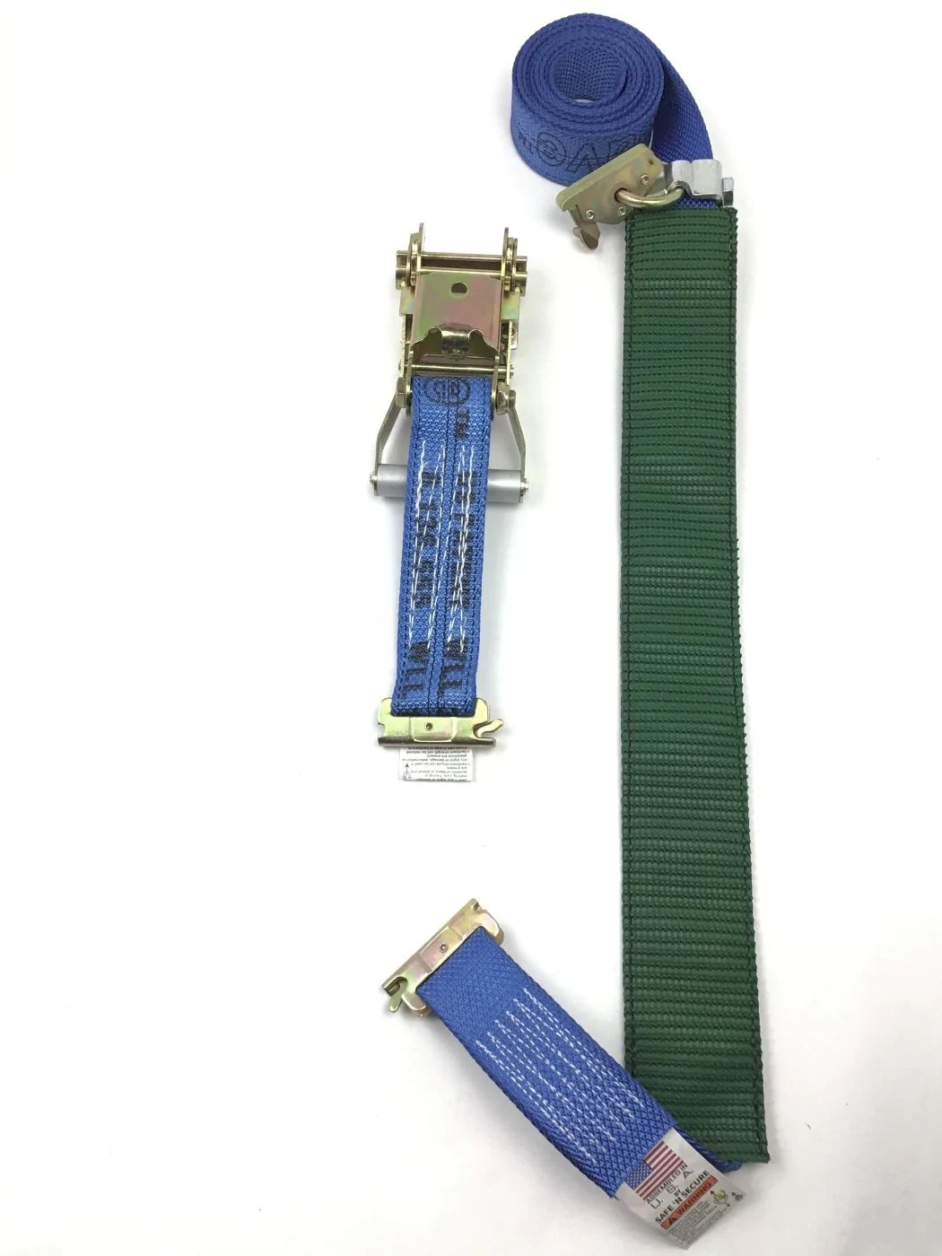 2-Pack 11' Heavy Duty Diamond Weave 3-Point Wheel Straps with 2' Low Profile Grip Sleeves & Ratchet - E-Track Compatible for Secure Vehicle Transport, Towing, and Auto Hauling
