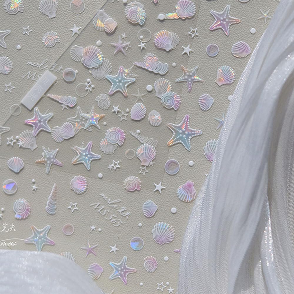 Aurora Ocean Nail Stickers - Summer Nail Art Decals with Starfish & Seashell Designs | Waterproof Nail Stickers for Manicure, Pedicure & Nail Art Supplies | Perfect for Beach Vacations, Pool Parties & Summer Nail Designs