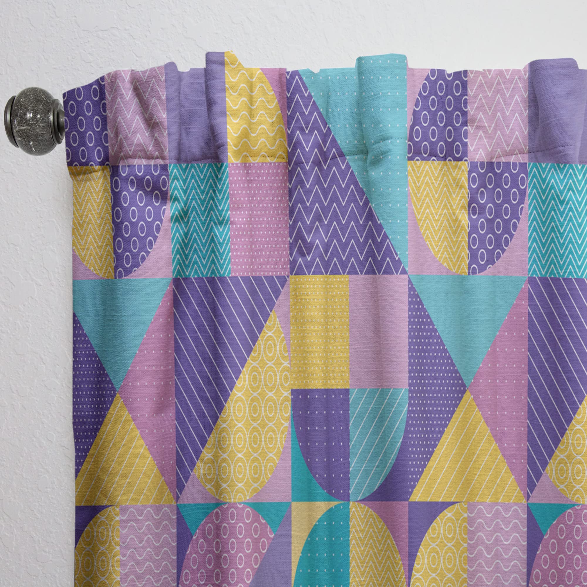 Geometric Pastel Abstract Curtains - Thermal Insulated Single Panel (52x95 inches) for Bedroom & Living Room - Modern Window Drapes for Home Decor & Light Control
