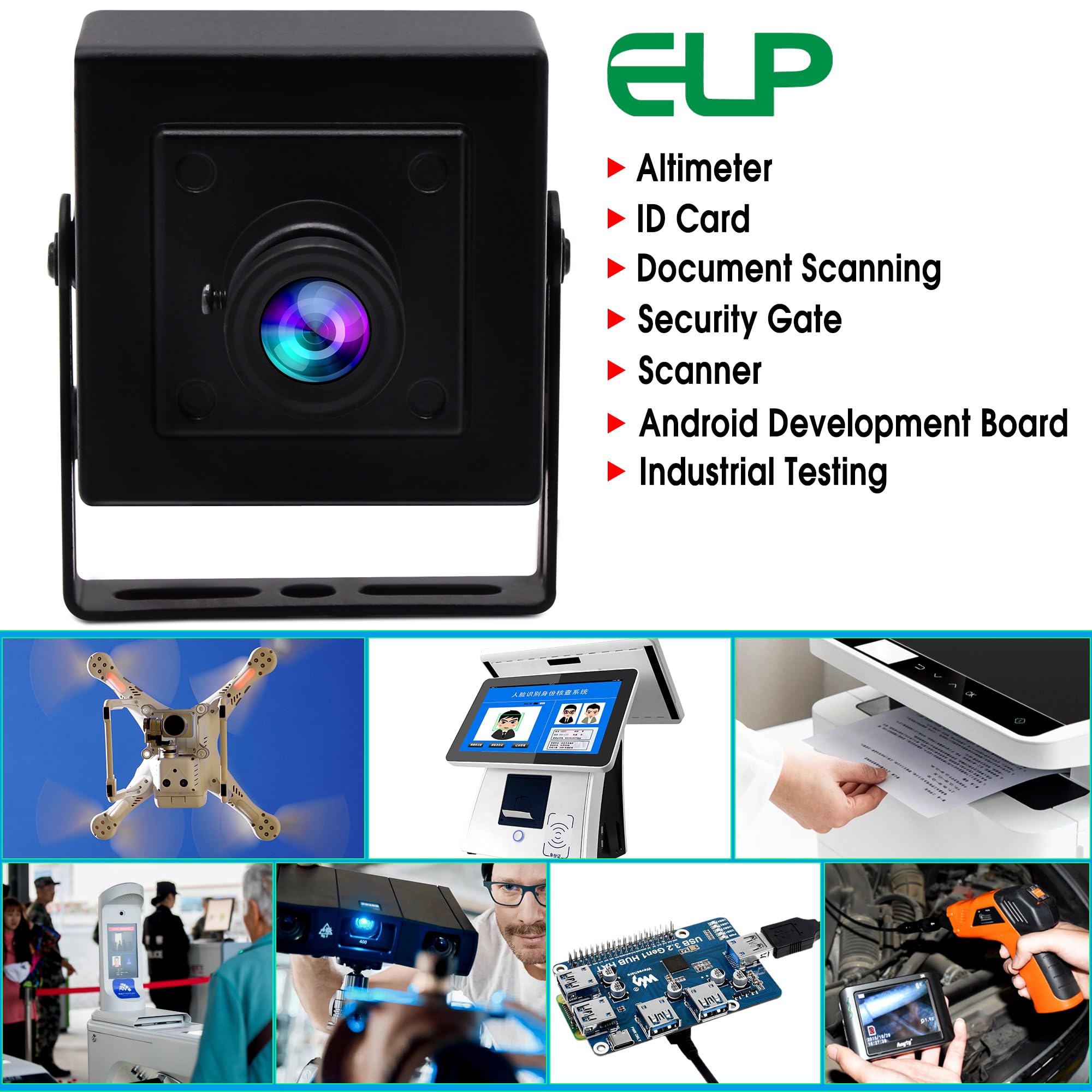 ELP Mini Box USB Camera 5MP with 3.6mm Lens - High Resolution Machine Vision Camera for Industrial Automation, Security Surveillance & Robotics (Plug & Play, Low Latency)