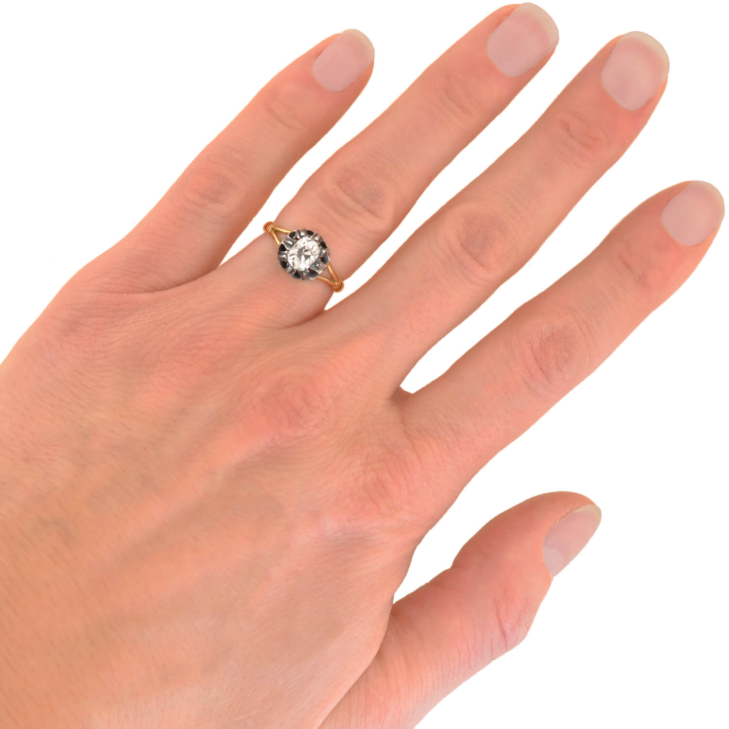 Exquisite Victorian Style 18K Gold & Sterling Silver Diamond Engagement Ring - 0.75 Carat Solitaire for Romantic Proposals & Anniversary Gifts