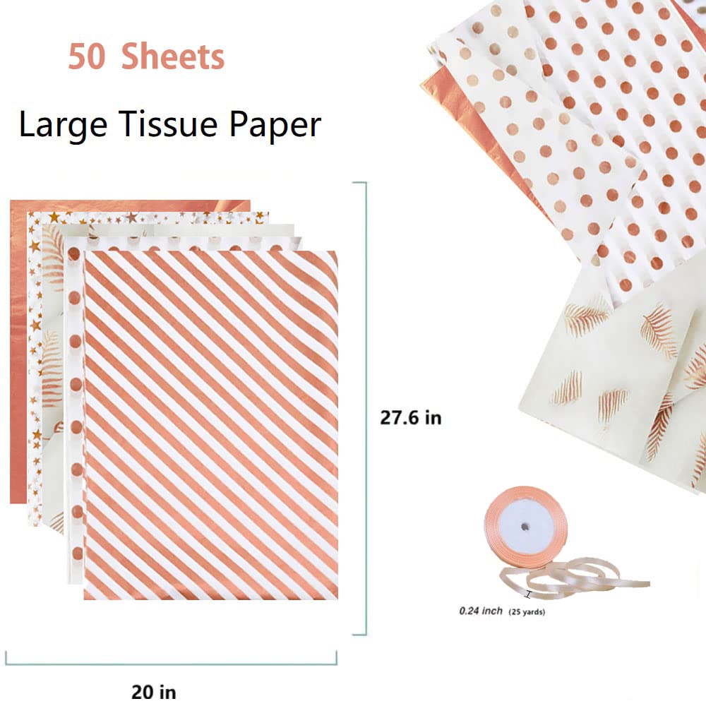 50 Sheets Rose Gold Tissue Paper, 20