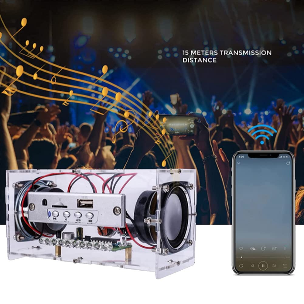 DIY Bluetooth Speaker Kit with LED Flashing Light - USB Mini Home Stereo Sound Amplifier for Soldering Projects | Perfect for STEM Learning, Home Entertainment & DIY Electronics Enthusiasts