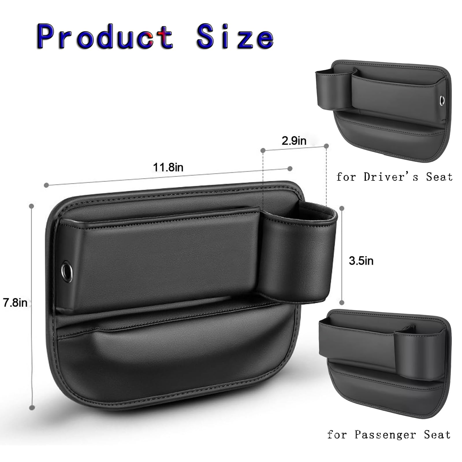 Universal Car Seat Gap Organizer - Adjustable Leather Cup Holder Gap Filler & Storage Box for Glasses, Phones, Keys, Cards - Perfect for Driver's Seat (Beige) | Keep Your Car Neat & Organized While Driving
