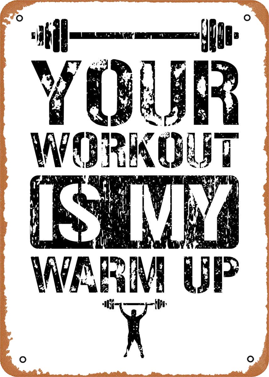 Retro Workout Poster 8x12 Inch - Vintage Metal Sign for Gym & Man Cave