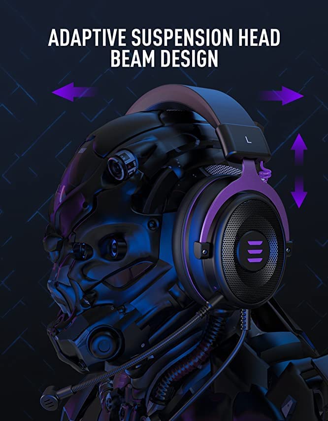 EKSA E900 Wired Gaming Headset with Detachable Noise Cancelling Mic - 50mm Drivers, 3D Stereo Sound for Xbox One/X/S, PS4/PS5, Nintendo Switch & PC - Perfect for Competitive Gaming & Online Chat (Purple)