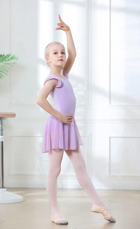 DIPUG Girls Ballet Leotard with Skirt - Toddler Dance Leotards with Flutter Sleeves & Criss-Cross Back - Perfect for Ballet Class, Recitals & Dance Performances