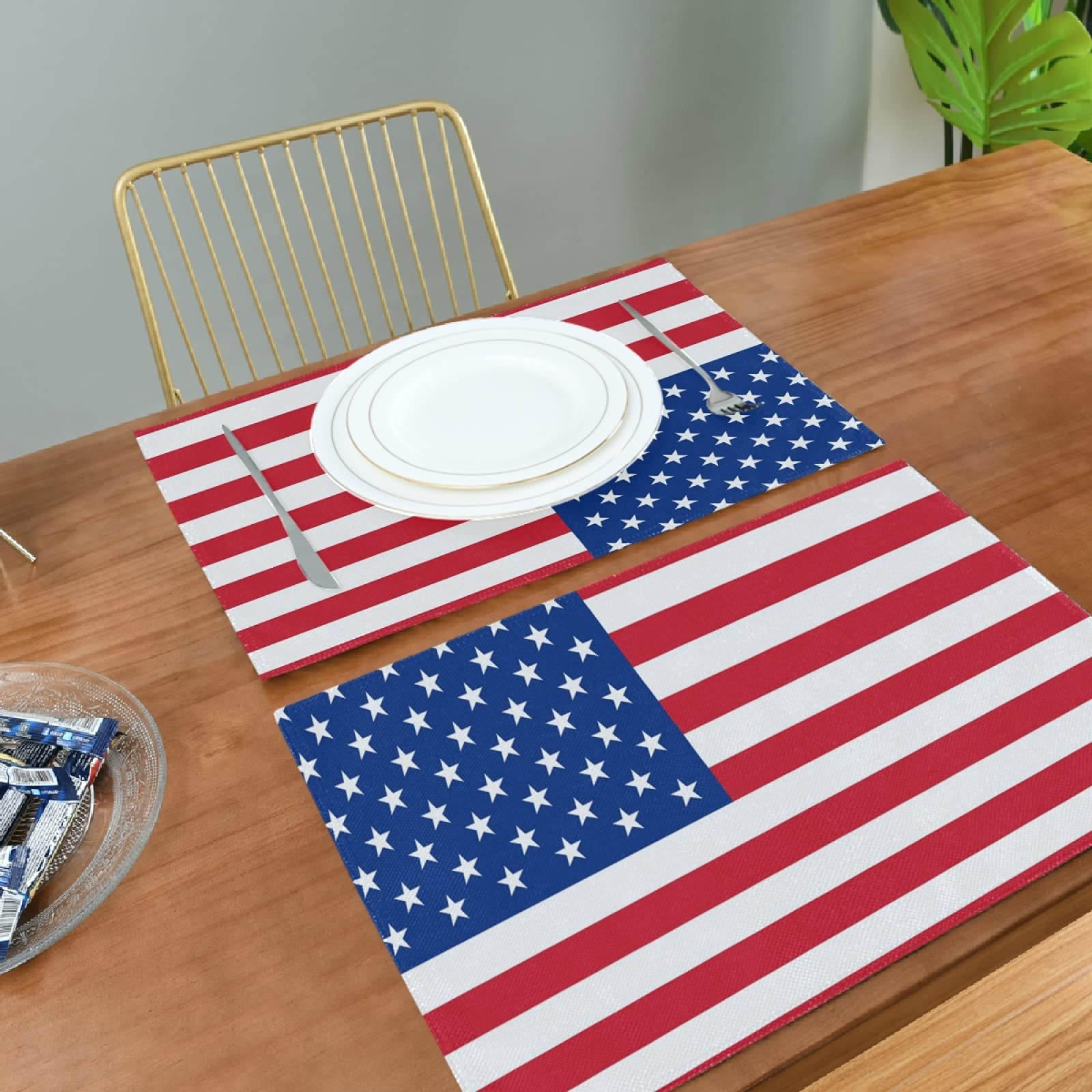 6-Pack American Flag Placemats for Dining Table - 12