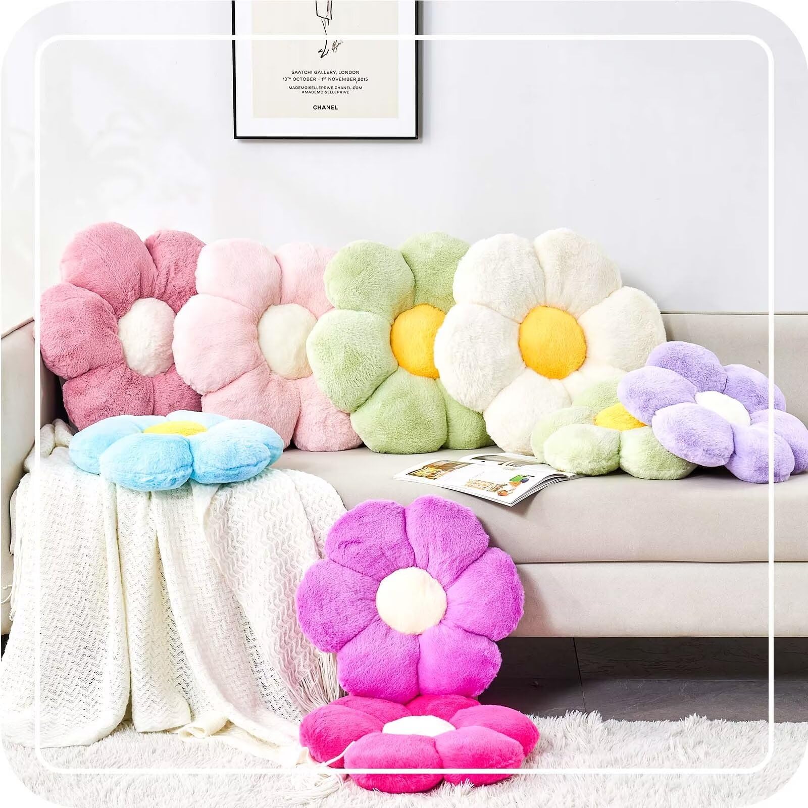 Soft Pink Flower Pillow - 19.6