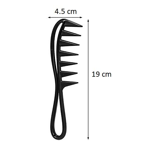 Professional Shark Teeth Detangling Comb - No Hair Tangle Styling Tool for Salon & Home Use - Unisex Large Tooth Hairbrush for Smooth Styling (Black) - Perfect for Curly, Thick & Long Hair Care