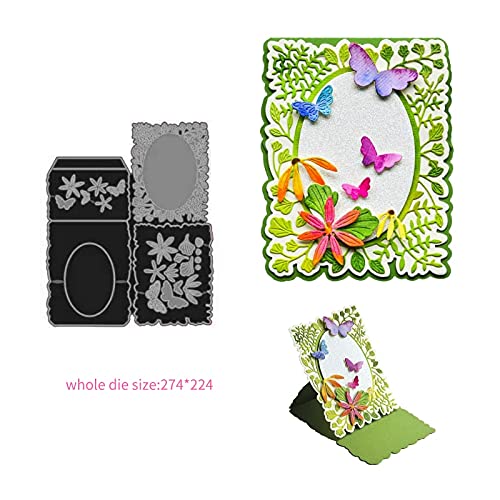 Amaza Pop Up Card Die Cut - Metal Paper Cutting Dies & Stencils for DIY Scrapbooking, Decorative Embossing, Handmade Greeting Cards - Fern & Daisy Pop Up Easel Set | Perfect for Wedding Invitations, Birthday Cards & Home Decor