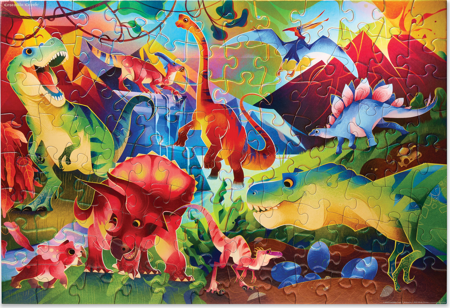Dinosaur World Holographic Foil Puzzle - 500 Piece Jigsaw Puzzle for Kids & Adults - Educational STEM Toy for Family Game Night & Classroom Activities