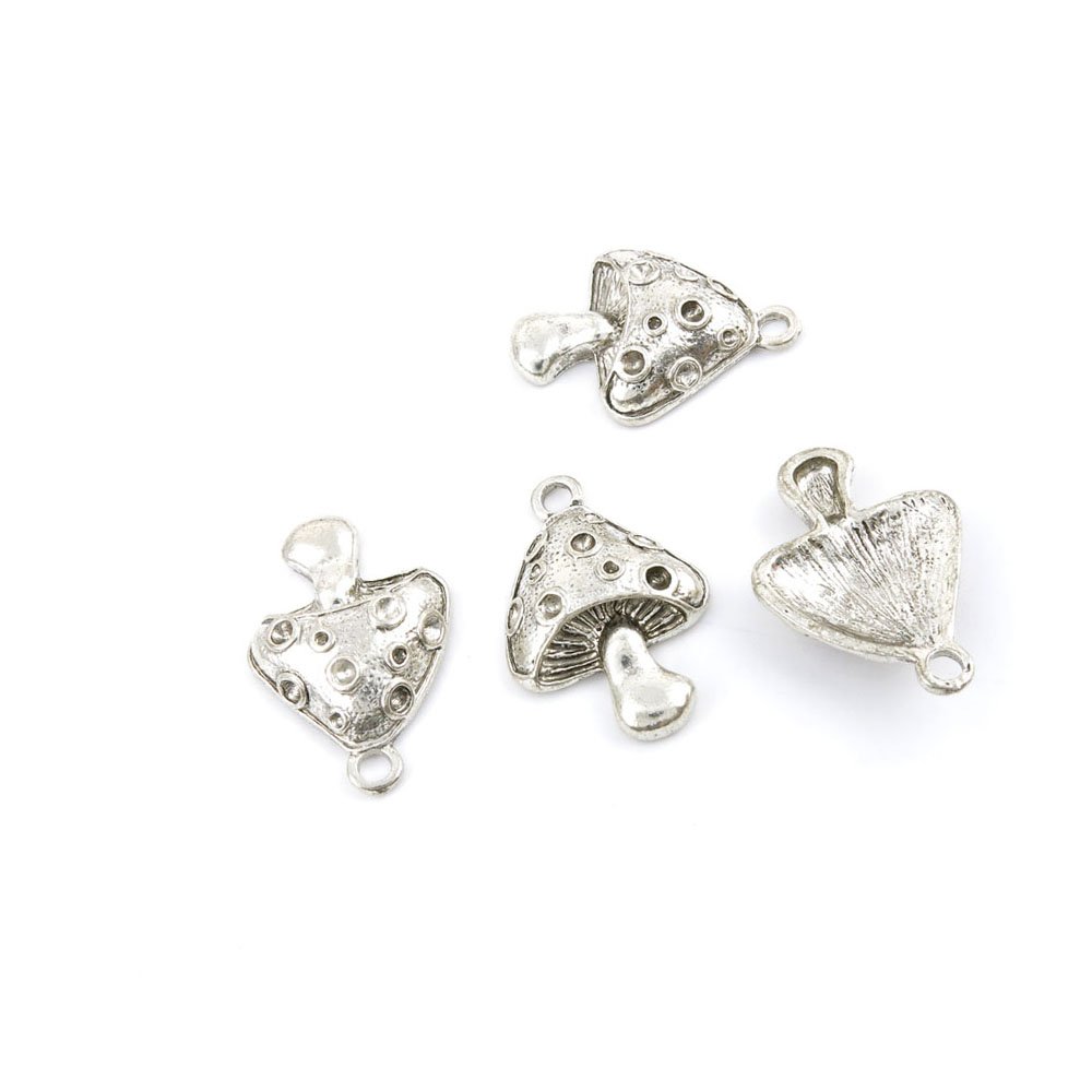 290-Piece Antique Silver Tone Jewelry Charms Set - 25821 Mushroom Pendants & Ancient Findings for DIY Crafting, Jewelry Making Supplies (Bulk Wholesale) - Perfect for Necklaces, Bracelets, Scrapbooking & Gift Making