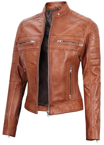 Café Racer Leather Jacket - Brown Without Wax