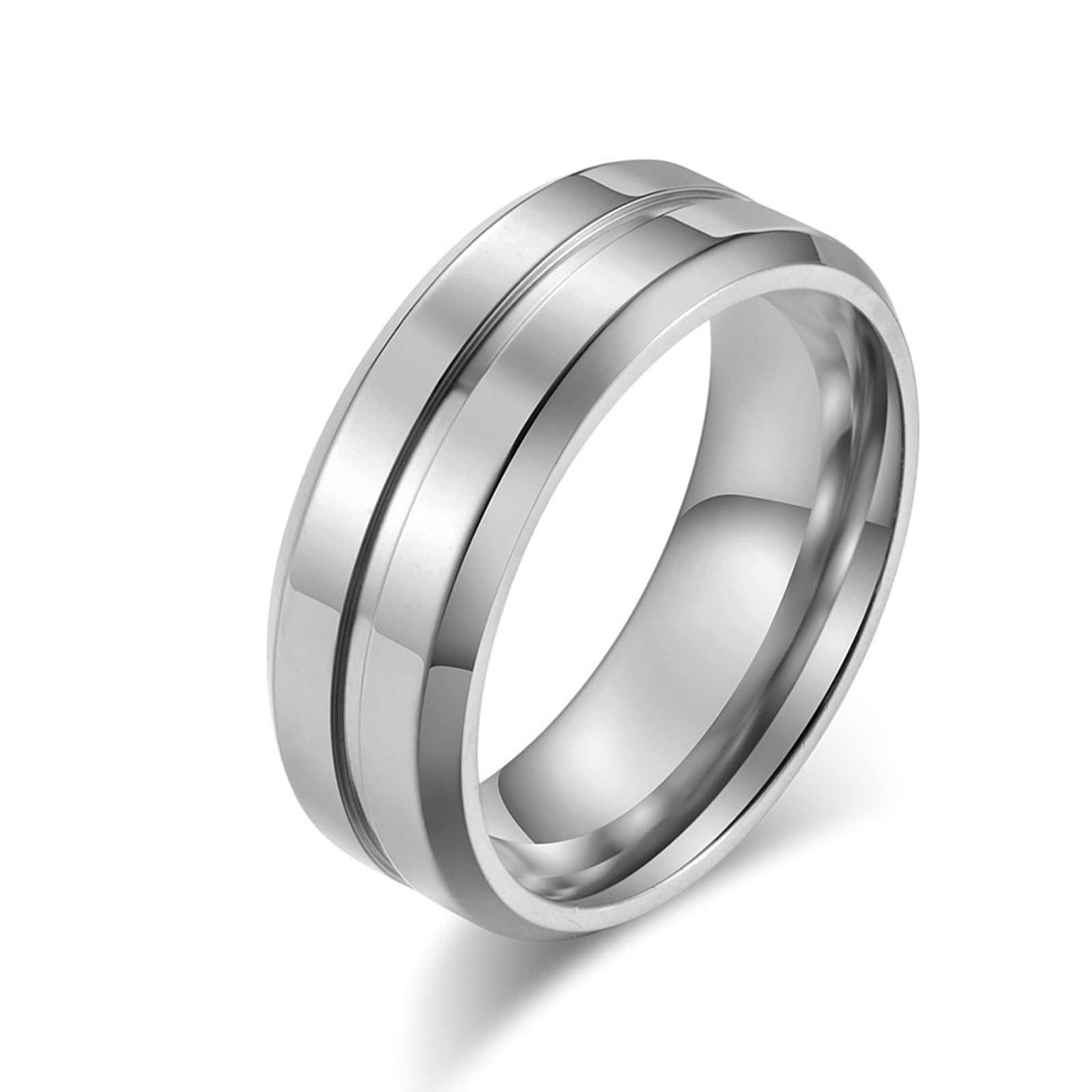 Bishilin Men's Engagement Rings - Silver, Black, Gold Wedding Band for Men - 8MM Stainless Steel Ring - Perfect for Proposals, Anniversaries & Special Occasions