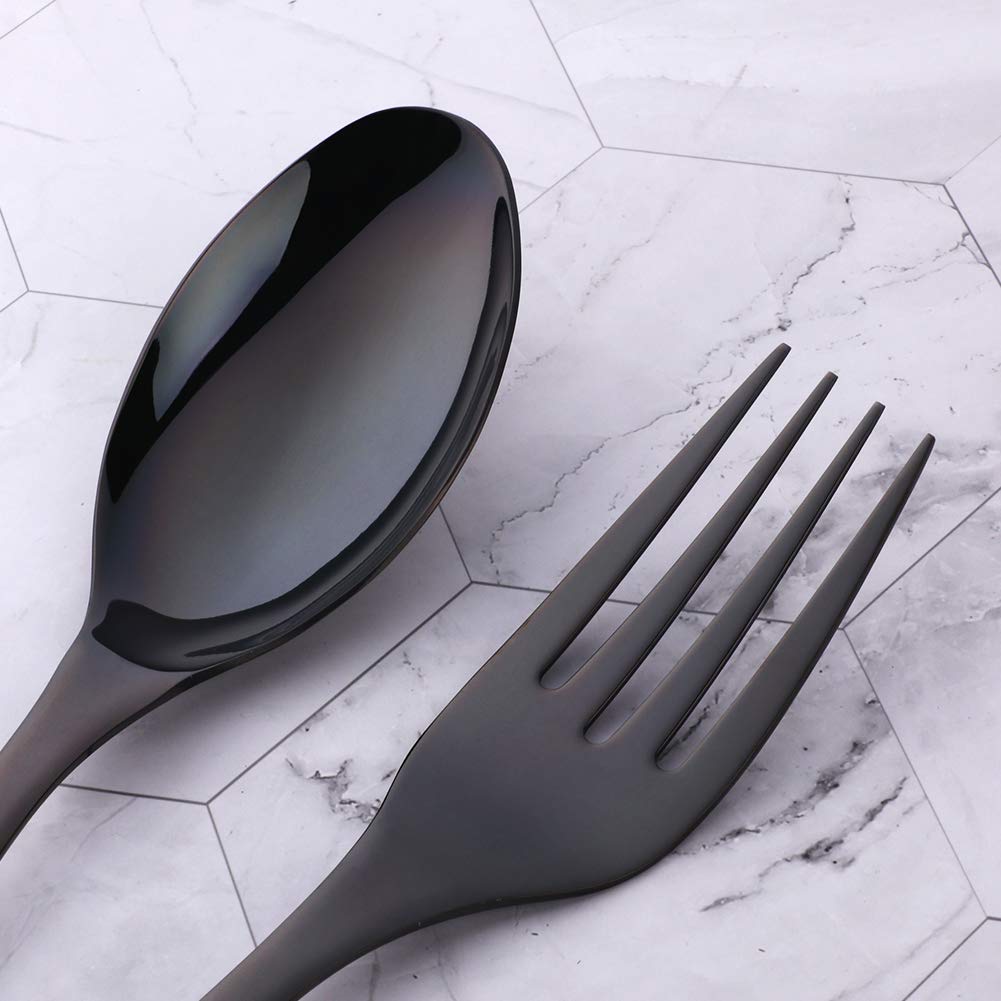 Premium 18/10 Stainless Steel Salad Serving Utensils Set - 10 Inch Long Handle Buffet Serving Spoons for Party, Catering & Home Use - Durable Kitchen Tools for Restaurants, Weddings & Dinner Parties