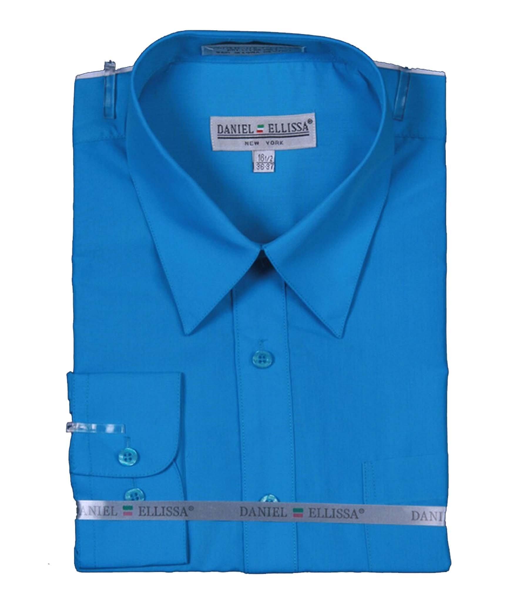 Premium Men's Slim Fit Dress Shirt with Convertible Cuffs - Turquoise Blue Formal Business Shirt for Office, Wedding & Special Occasions