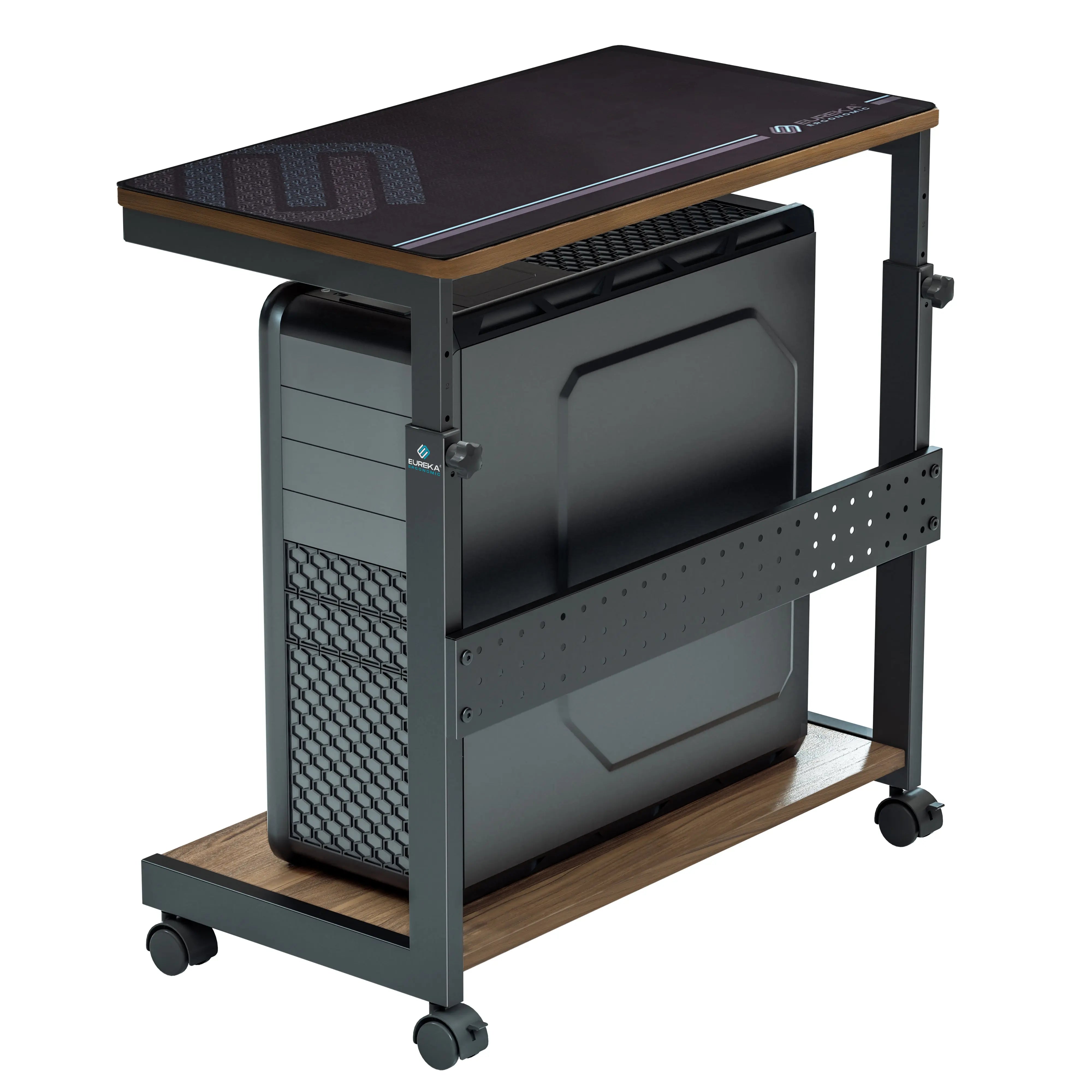Adjustable Mobile CPU Cart with Wheels - Portable Computer Stand for Office, Home & Gaming Setup - Ergonomic Workspace Solution