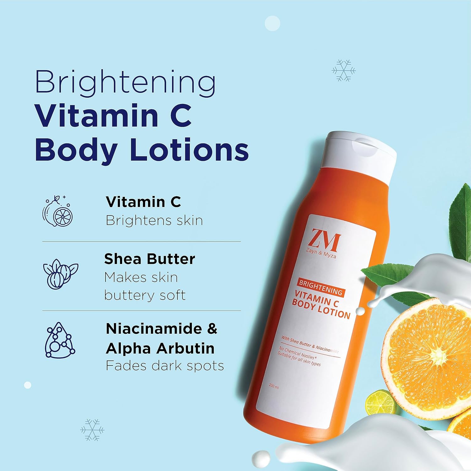ZM Zayn & Myza Vitamin C Brightening Body Lotion for Glowing Skin - Hydrating & Even Skin Tone, Perfect for Daily Moisturizing & Summer Skincare Routine