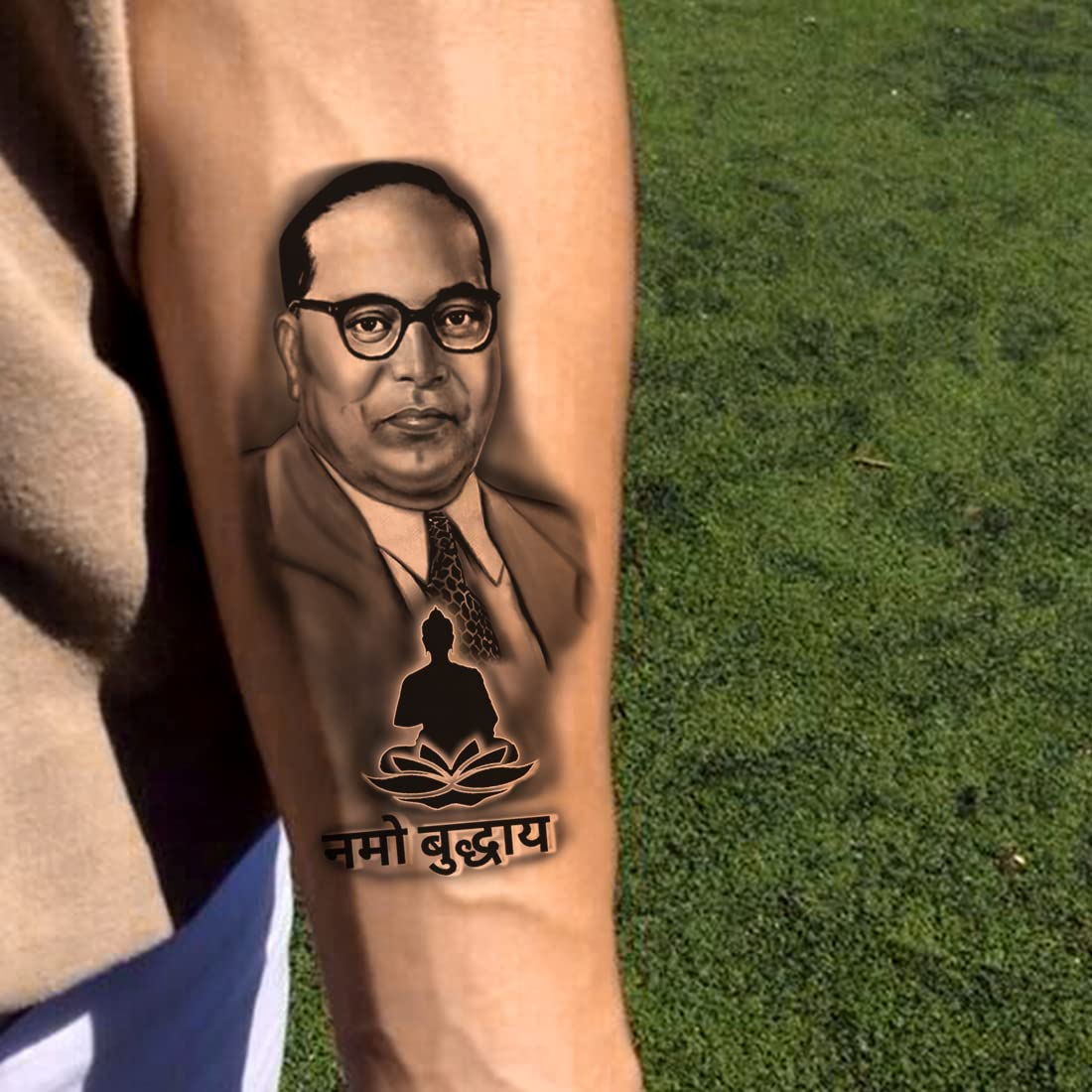 Bhimrao Ambedkar and Mahatma Buddha Temporary Tattoo - Waterproof Fake Body Art for Men & Women - Perfect for Festivals, Parties and Spiritual Events
