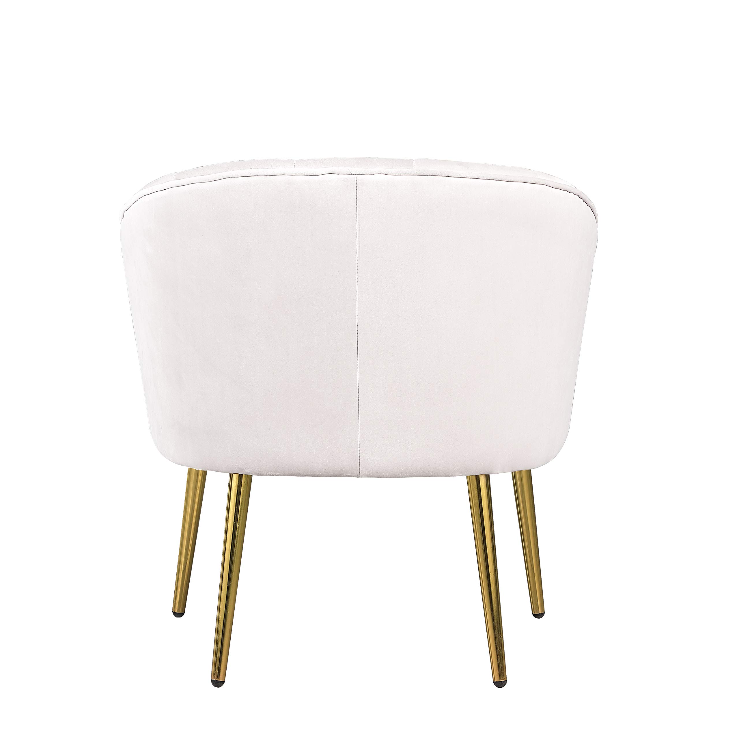 Modern Velvet Lounge Chair with Golden Metal Legs - Stylish Side Chair for Living Room, Bedroom, Home Office & Dressing Room - White Velvet Accent Chair - Perfect for Relaxing, Reading & Home Decor