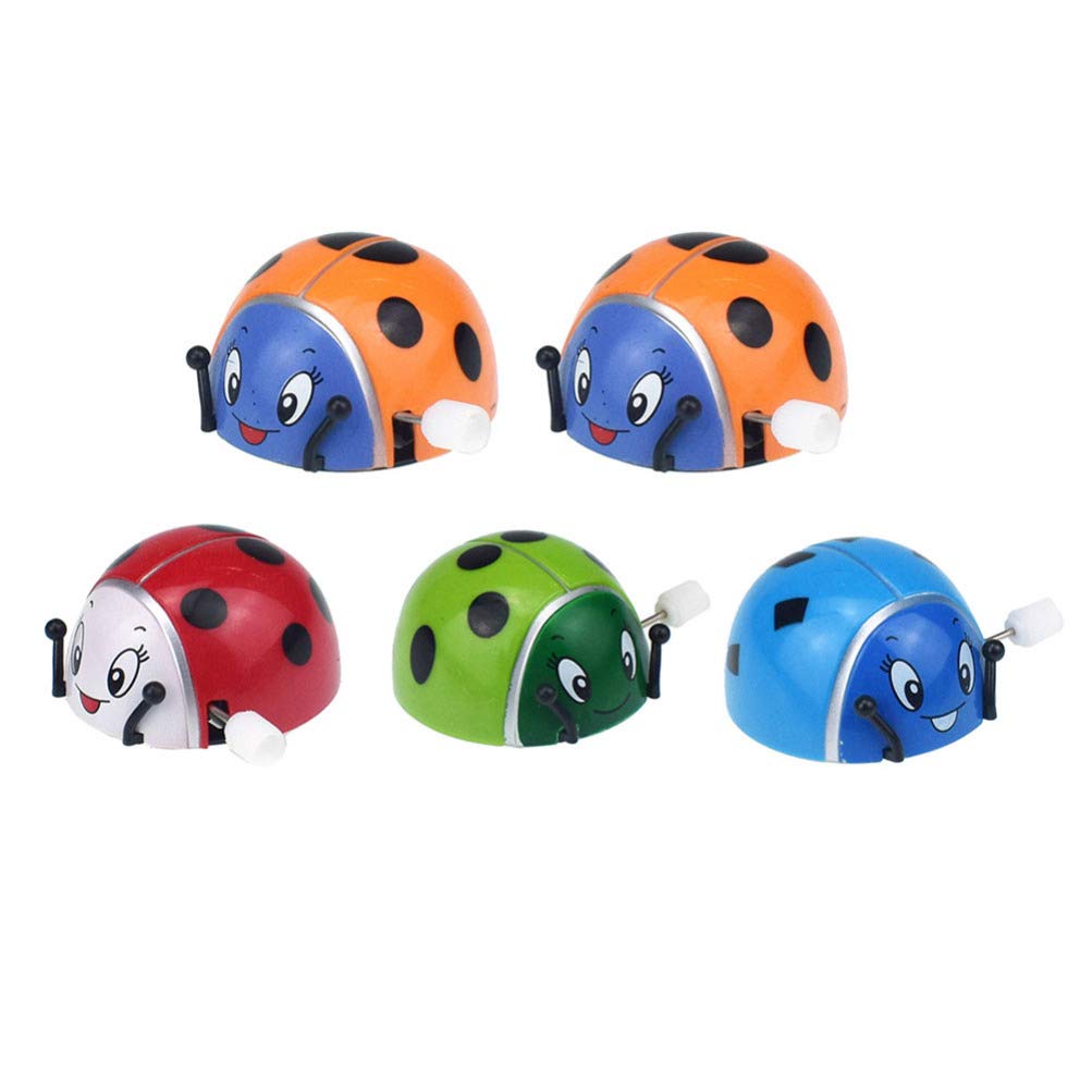 Milisten 5-Piece Ladybug Wind-Up Toys - Colorful Clockwork Ladybird Party Favors for Kids, Bulk Toddler Gifts for Birthdays & Baby Showers | Fun Crawling Motion for Early Learning & Sensory Play