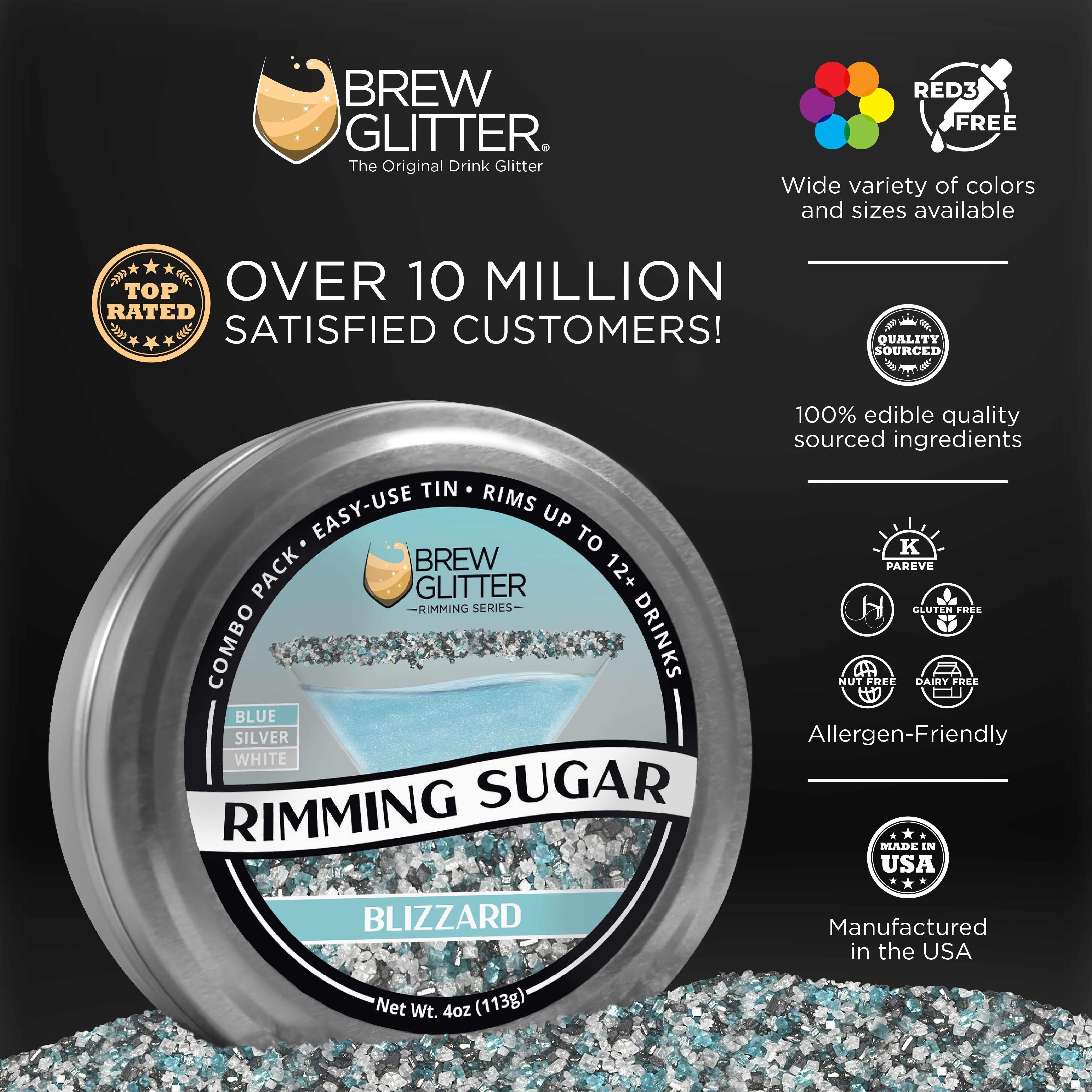 Blizzard Rimming Sugar - Edible Glitter for Cocktails, Cakes & Desserts - Perfect for Party Decorations, Baking & Drink Garnishing