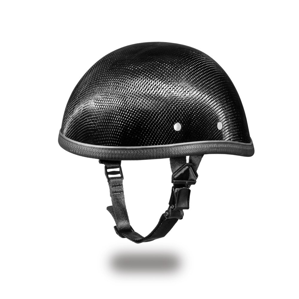 Daytona Carbon Fiber Motorcycle Half Helmet - Lightweight Retro Skull Cap with Breathable Liner & Head Wrap - Perfect for Cruiser, Scooter & Vintage Bike Riders