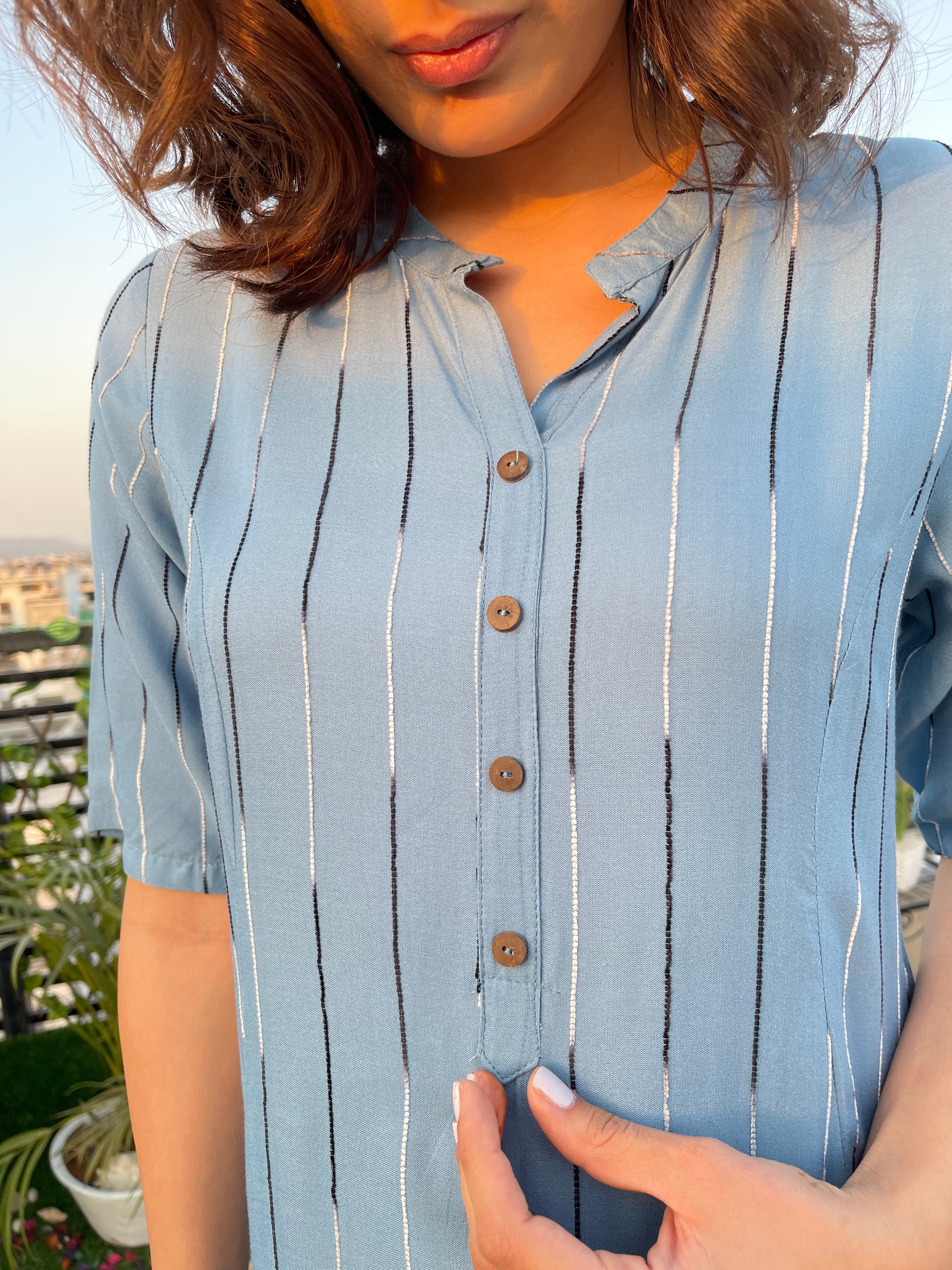 Sky Blue Summer Dress for Women - Flowy Casual Sundress with Pockets - Perfect for Beach, Vacation, and Outdoor Activities
