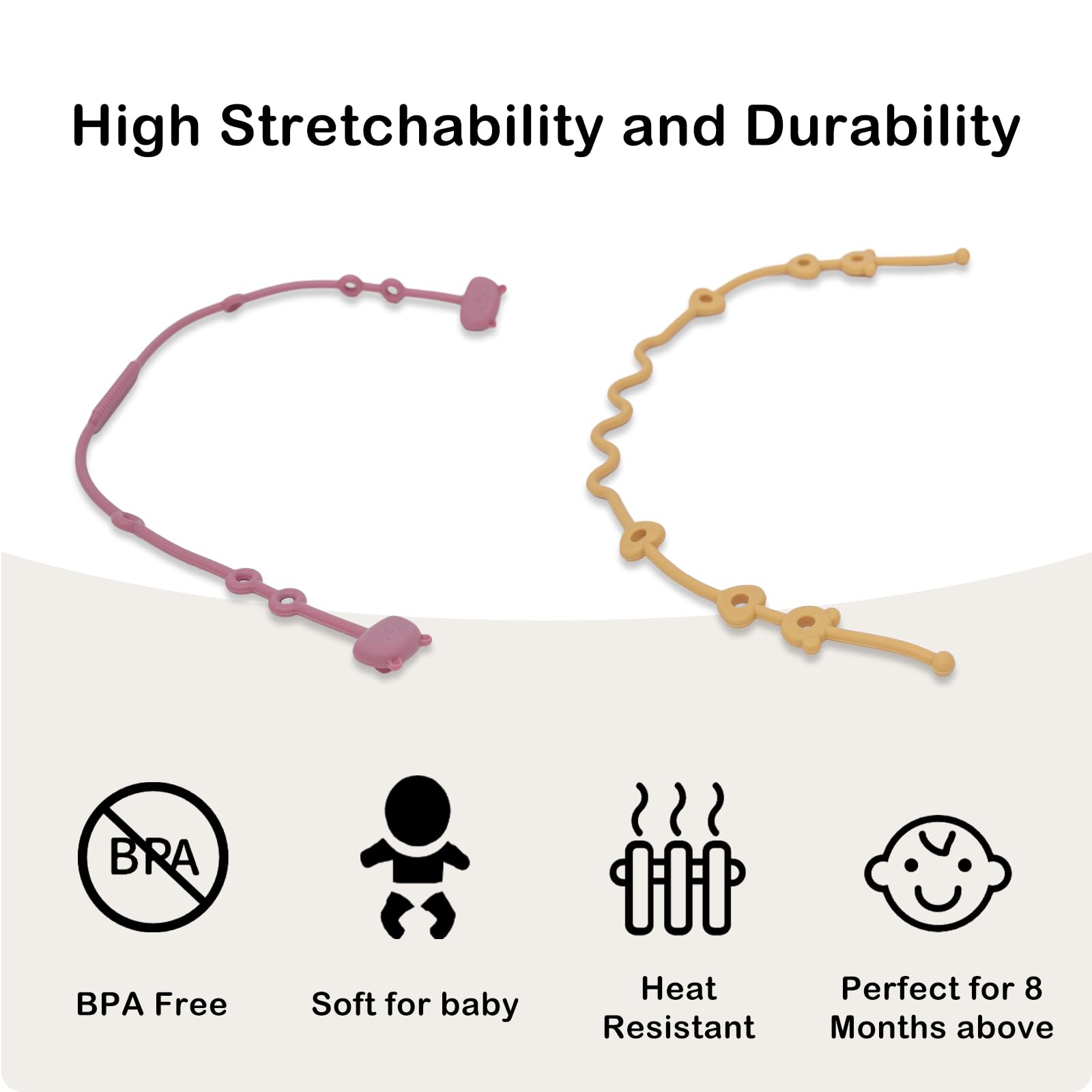 ALVABABY Silicone Pacifier Clips - BPA Free Baby Bottle Holder for High Chair & Car Seat - 4 Pack Bear Design - Perfect for Travel & On-the-Go Feeding
