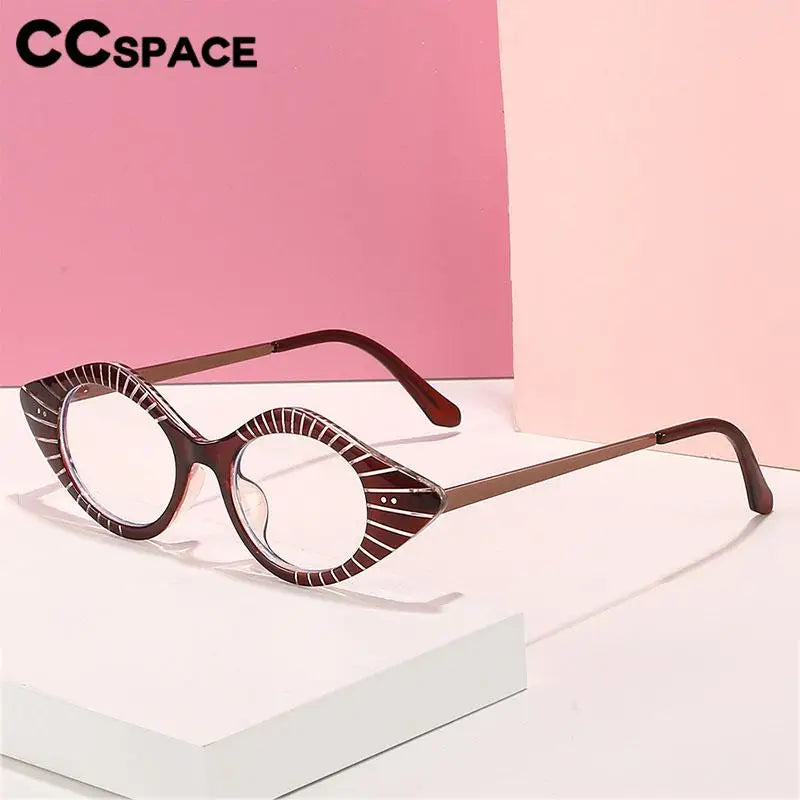 CCspace Women's Full Rim Small Cat Eye Plastic Eyeglasses 57281 - Stylish Retro Frame for Oval & Heart Face Shapes | Perfect for Office, Reading & Fashion Accessories