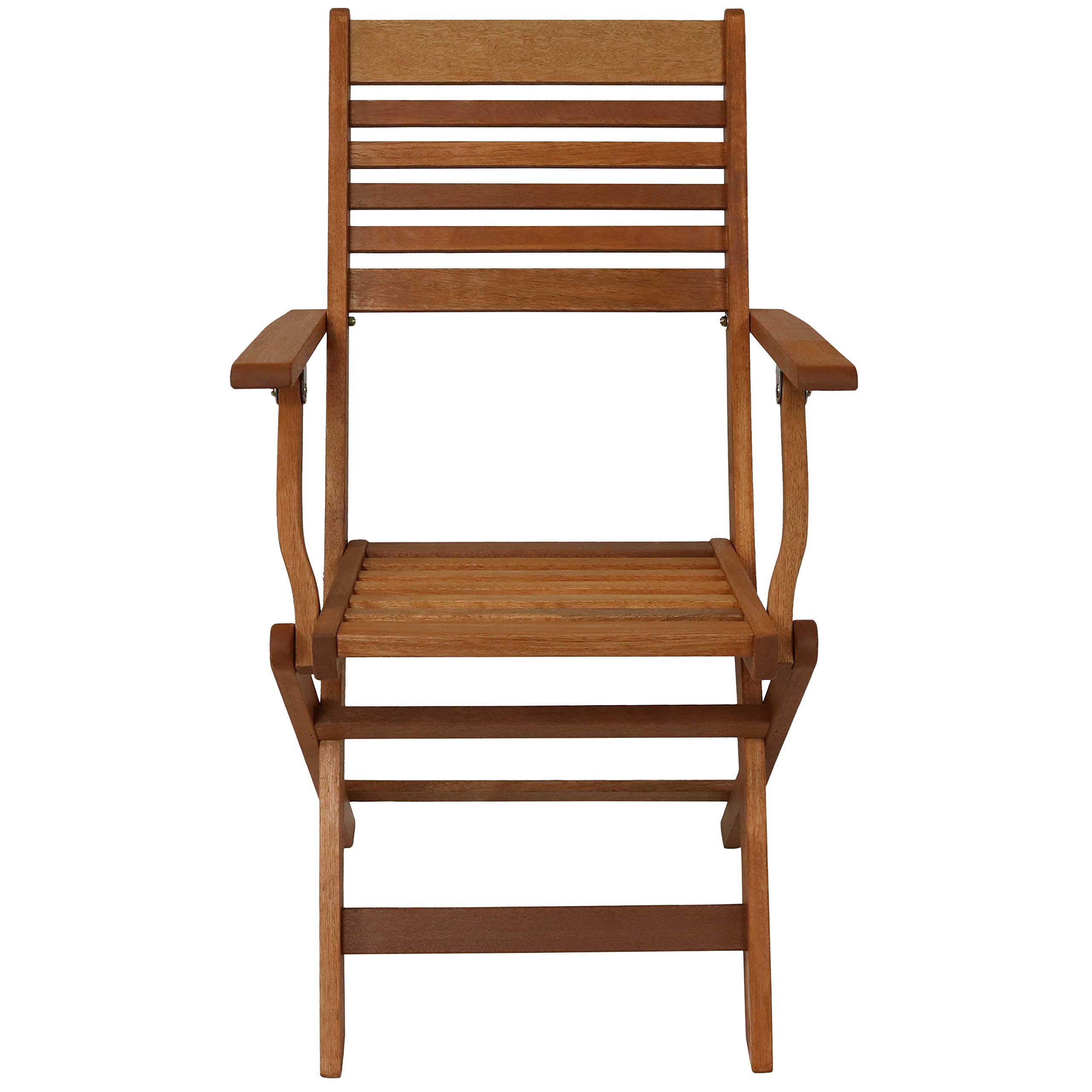 Sunnydaze Meranti Wood Outdoor Folding Patio Armchairs Set of 2 - Teak Oil Finish - Perfect for Garden, Poolside & Backyard Relaxation