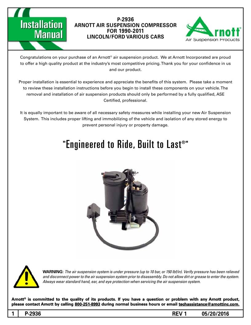 High-Performance P-2936 Air Suspension Compressor Replacement for 1990-2011 Lincoln & Ford Vehicles - Perfect for Smooth Rides & Off-Road Adventures