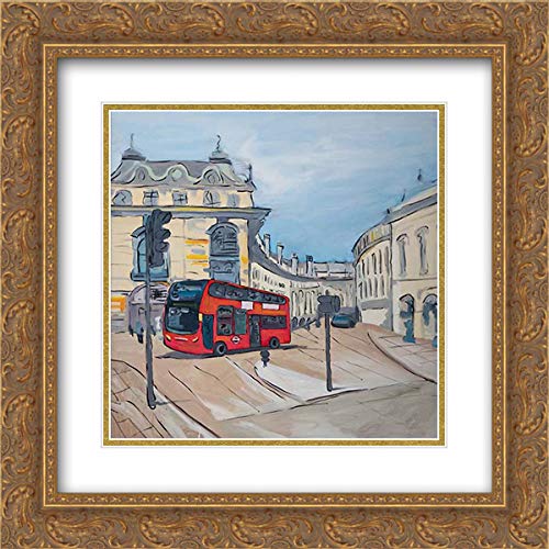 Atelier B Art Studio 15x15 Inch Gold Ornate Framed Double Matted Museum Quality Art Print - Piccadilly Circus London Landscape Painting - Perfect for Living Room, Office & Gallery Wall Decor