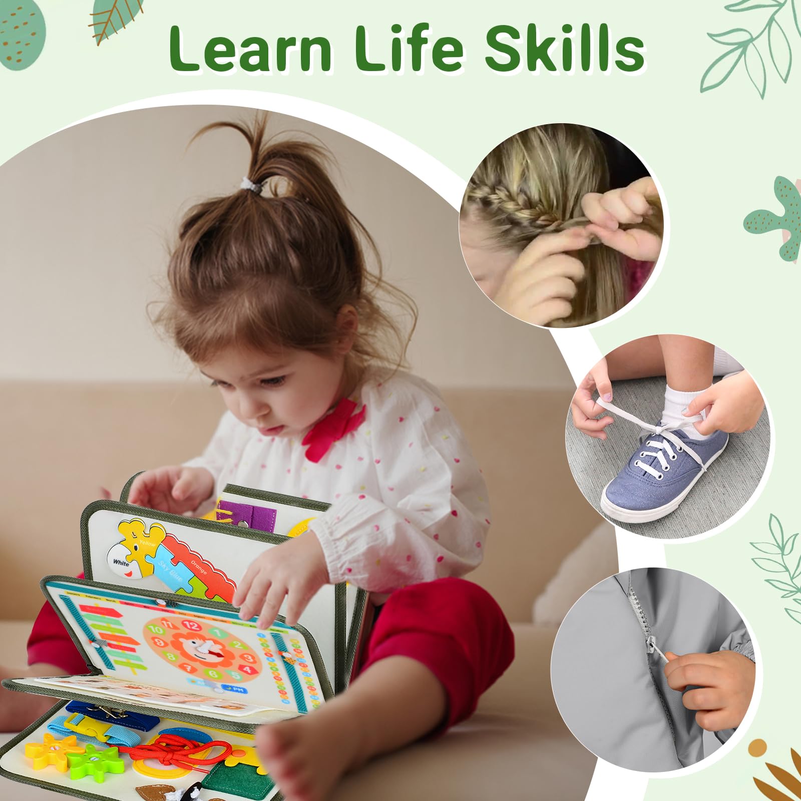 Montessori Busy Board for Toddlers 1-4 Years Old - Sensory Learning Toy with Activity Book & Airplane Theme - Perfect Gift for Boys & Girls Birthday - Ideal for Travel, Preschool & Early Childhood Development
