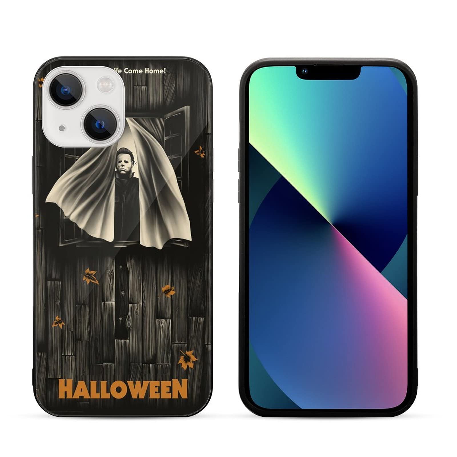 Premium Glass Full Body Phone Case for iPhone 13 - Shockproof Halloween Michael Myers Themed Protective Cover - Perfect for Trick-or-Treating, Horror Movie Nights & Everyday Use