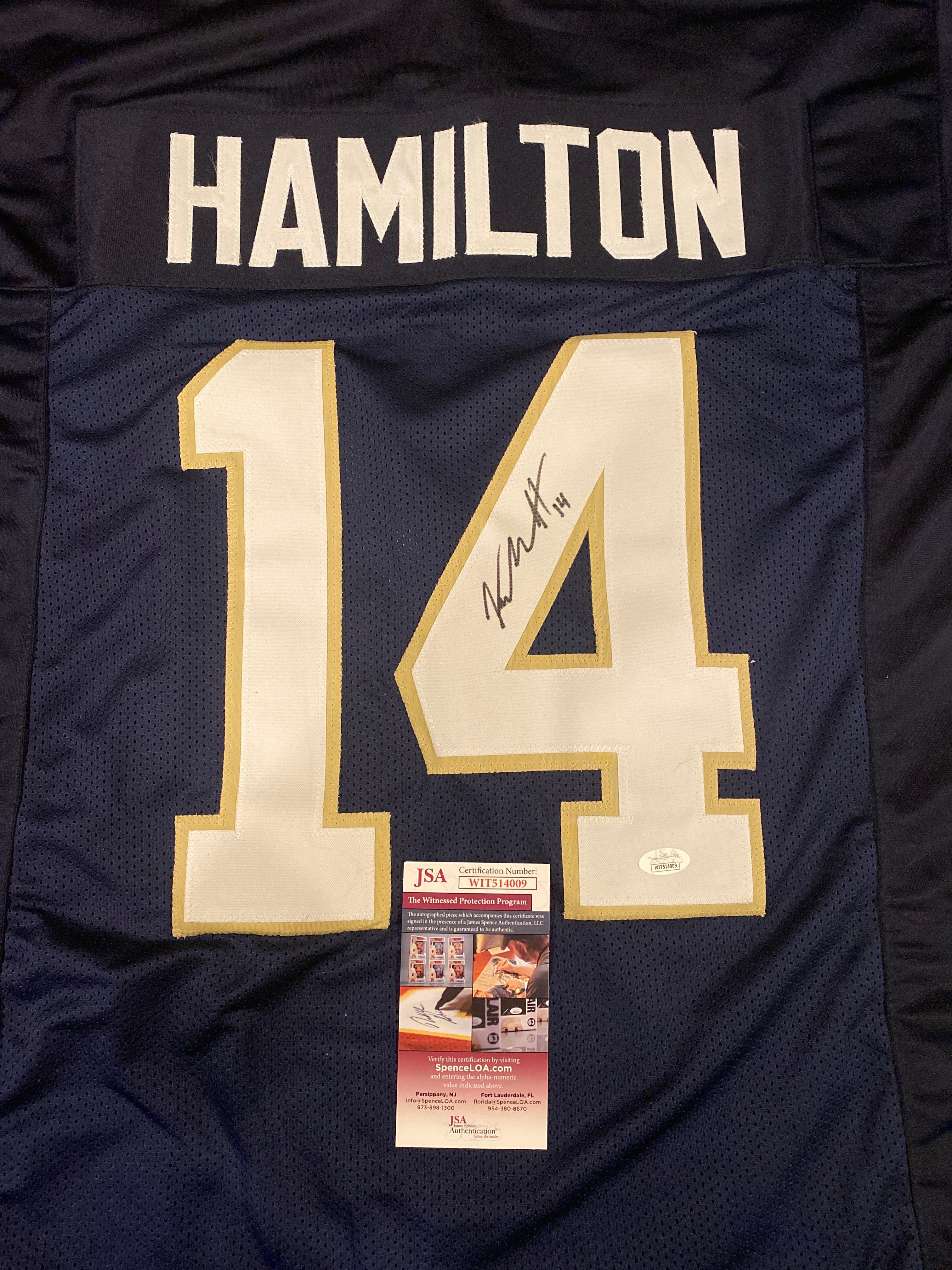 Kyle Hamilton Autographed Notre Dame Blue Jersey - Signed Football Collectible for Fans & Memorabilia - Perfect for Display, Gifts & Sports Collections