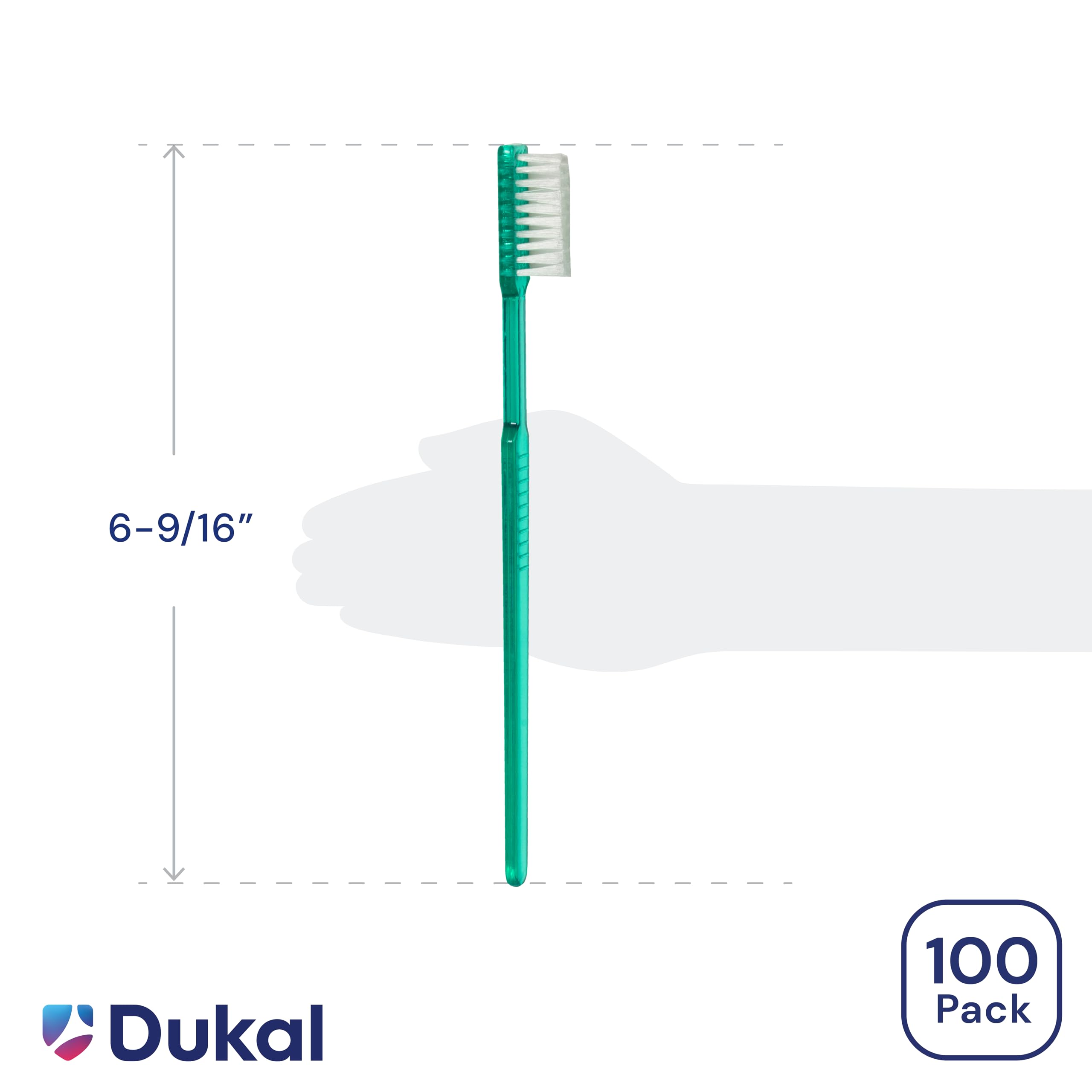 Dukal Fast Brush Pre-Pasted Disposable Toothbrushes - 100 Count Box | Travel, Camping, Office & Emergency Dental Care