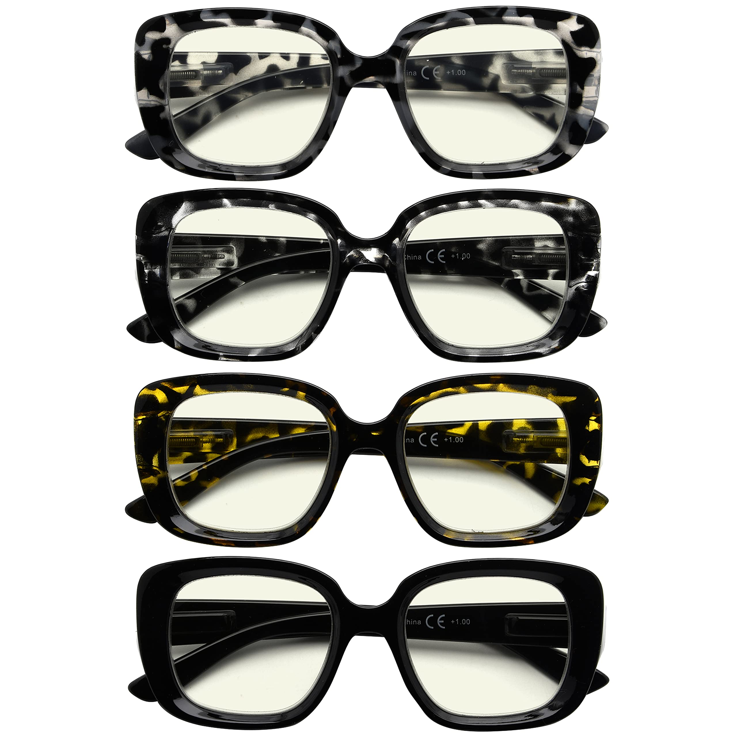Eyekepper 4-Pack Blue Light Blocking Reading Glasses for Women +1.5 - Stylish Computer Glasses for Work, Gaming & Screen Time Protection