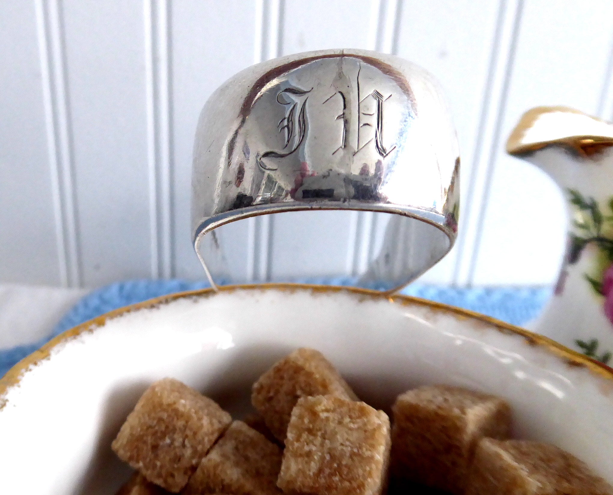 Antique English Hallmarked Sugar Tongs - London Regency Era 1822 with FH Initials - Perfect for Tea Parties, Victorian Decor & Silver Collectors